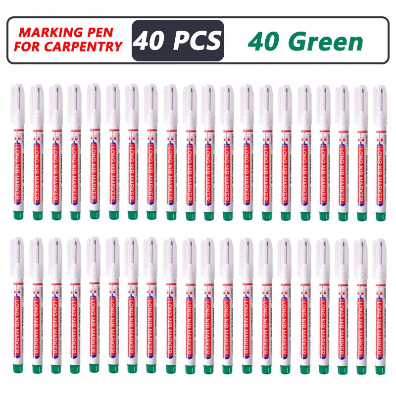 iLMH 1-40PCS Deep Hole Long Nib Head Markers For Metal Perforating Pen Waterproof Bathroom Woodworking Decoration Multi-Purpose