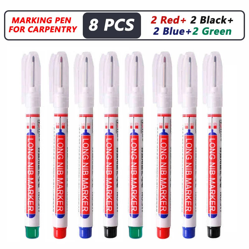 iLMH 1-40PCS Deep Hole Long Nib Head Markers For Metal Perforating Pen Waterproof Bathroom Woodworking Decoration Multi-Purpose