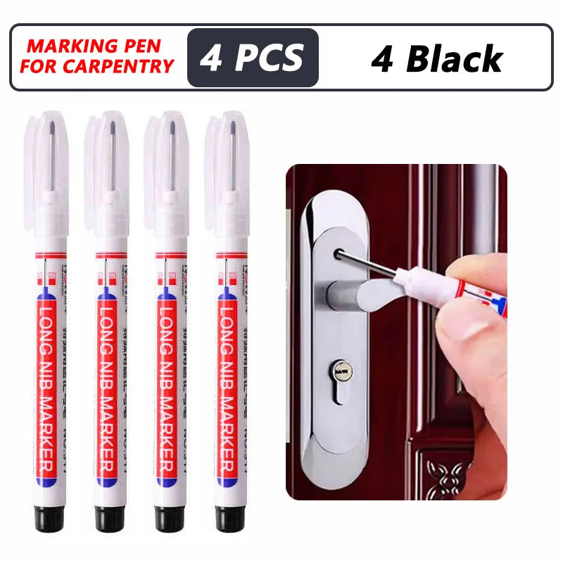 iLMH 1-40PCS Deep Hole Long Nib Head Markers For Metal Perforating Pen Waterproof Bathroom Woodworking Decoration Multi-Purpose