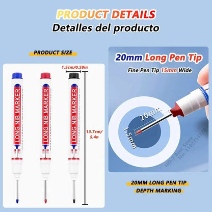 iLMH 1-40PCS Deep Hole Long Nib Head Markers For Metal Perforating Pen Waterproof Bathroom Woodworking Decoration Multi-Purpose