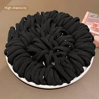50/100pcs Boho Seamless Elastic Hair Ties-Thick Comfortable & Durable Ponytail Holders for Women - Solid Color Hair Accessories