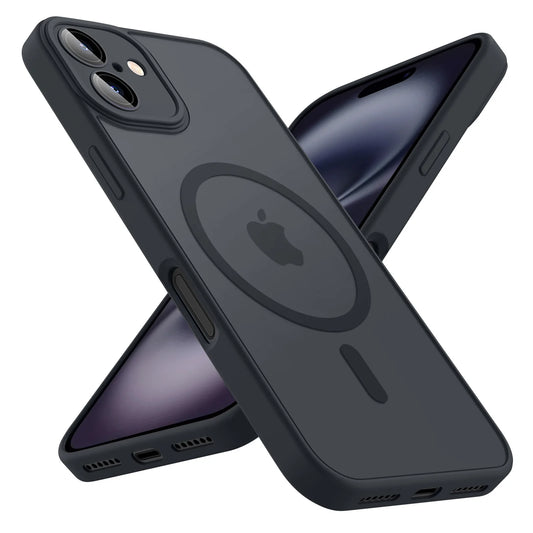 Luxury Magnetic Matte Translucent Armor Shockproof Case For iPhone 11 12 13 14 15 16 For Magsafe Wireless Charge Cover