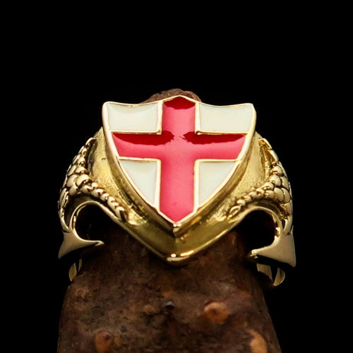 Men's Brass Shield Ring – Red Cross Signet
