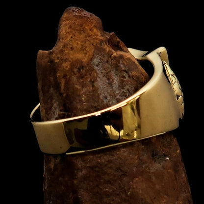 Men's Brass Shield Ring – Red Cross Signet
