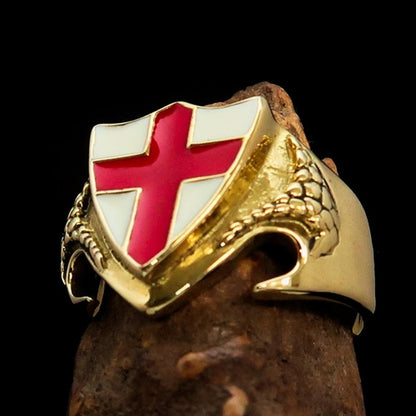 Men's Brass Shield Ring – Red Cross Signet