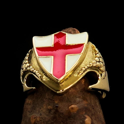 Men's Brass Shield Ring – Red Cross Signet