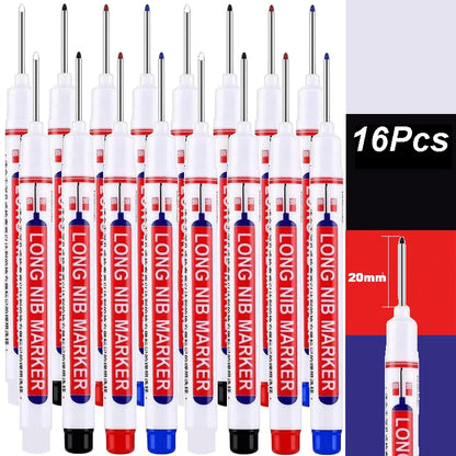 iLMH 1-40PCS Deep Hole Long Nib Head Markers For Metal Perforating Pen Waterproof Bathroom Woodworking Decoration Multi-Purpose