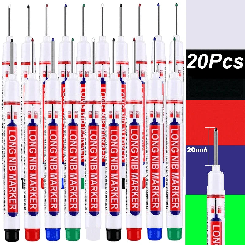 iLMH 1-40PCS Deep Hole Long Nib Head Markers For Metal Perforating Pen Waterproof Bathroom Woodworking Decoration Multi-Purpose