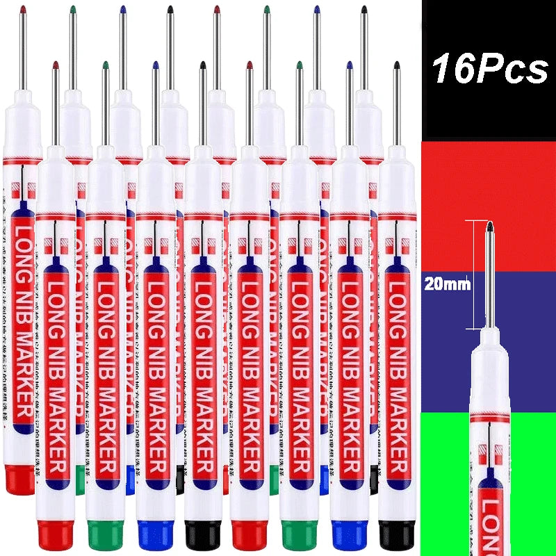 iLMH 1-40PCS Deep Hole Long Nib Head Markers For Metal Perforating Pen Waterproof Bathroom Woodworking Decoration Multi-Purpose