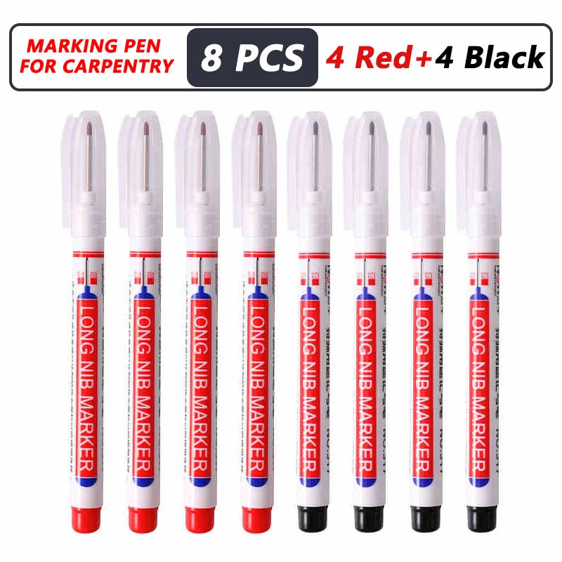 iLMH 1-40PCS Deep Hole Long Nib Head Markers For Metal Perforating Pen Waterproof Bathroom Woodworking Decoration Multi-Purpose