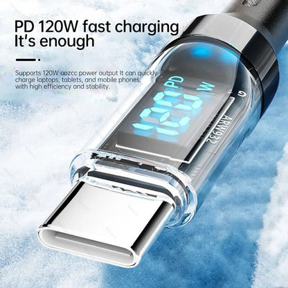 OOZCC LCD Watt Display Cable, Max 120W Super Fast Charging USB Type C Cable Data Transfer, USB A to Lightning for IPhone14 Pro