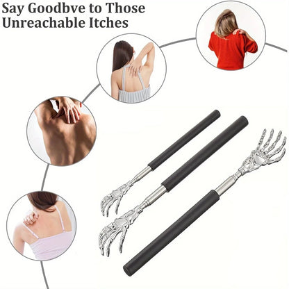 Stainless Steel Adjustable Massage and Tickle Relief Back Portable Rubber Handle Extendable Telescoping Itch Stick Health Care