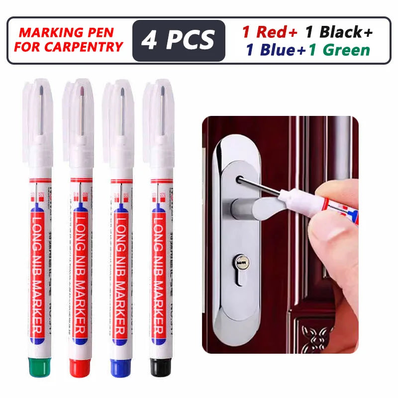iLMH 1-40PCS Deep Hole Long Nib Head Markers For Metal Perforating Pen Waterproof Bathroom Woodworking Decoration Multi-Purpose