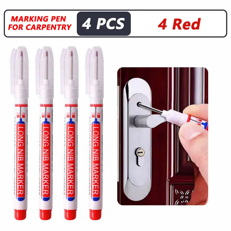 iLMH 1-40PCS Deep Hole Long Nib Head Markers For Metal Perforating Pen Waterproof Bathroom Woodworking Decoration Multi-Purpose