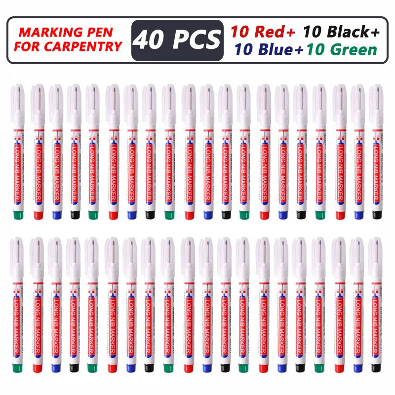 iLMH 1-40PCS Deep Hole Long Nib Head Markers For Metal Perforating Pen Waterproof Bathroom Woodworking Decoration Multi-Purpose