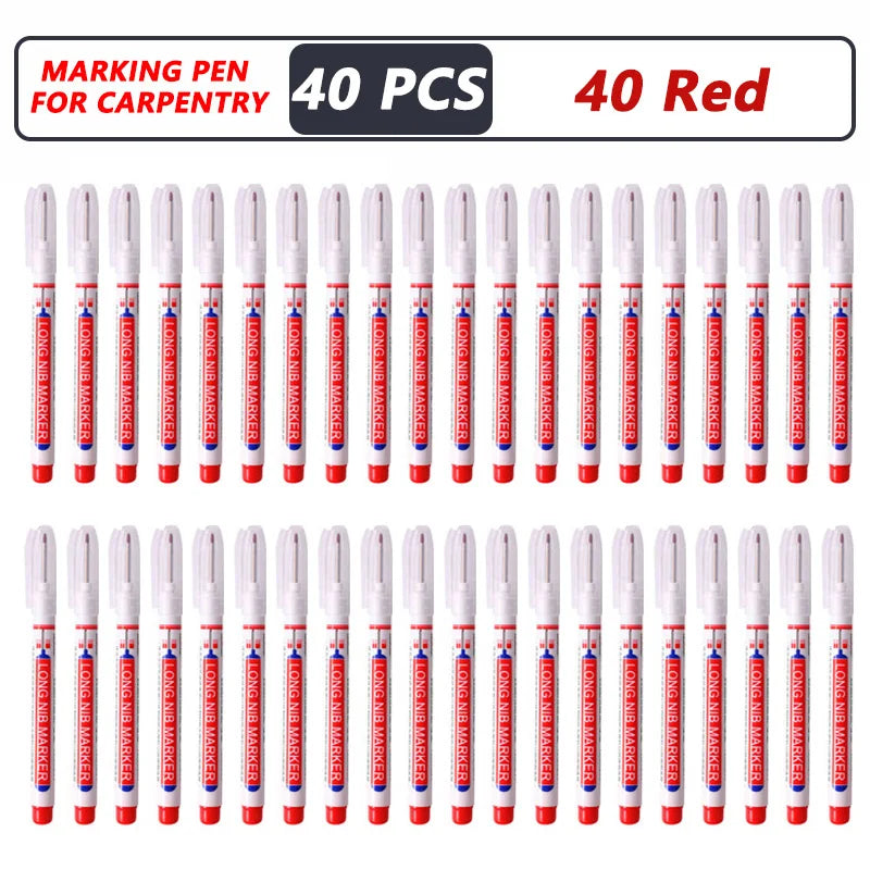 iLMH 1-40PCS Deep Hole Long Nib Head Markers For Metal Perforating Pen Waterproof Bathroom Woodworking Decoration Multi-Purpose