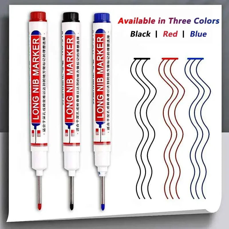 iLMH 1-40PCS Deep Hole Long Nib Head Markers For Metal Perforating Pen Waterproof Bathroom Woodworking Decoration Multi-Purpose