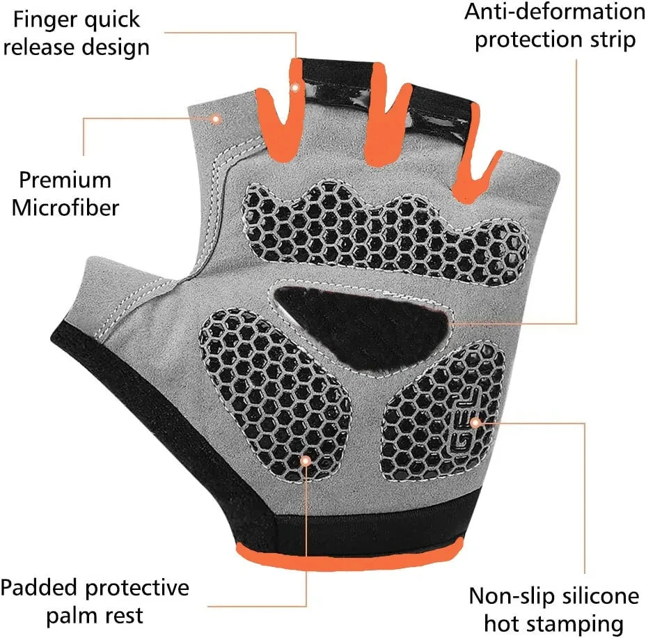 1 Pair Anti-Slip Cycling Gloves Breathable Half Fingerless Gloves Mtb Gloves Sunscreen Elastic Outdoor Sport Bicycle Gloves