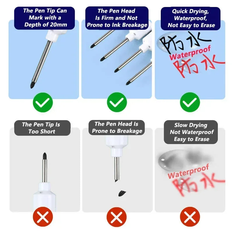 iLMH 1-40PCS Deep Hole Long Nib Head Markers For Metal Perforating Pen Waterproof Bathroom Woodworking Decoration Multi-Purpose