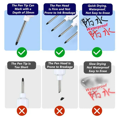 iLMH 1-40PCS Deep Hole Long Nib Head Markers For Metal Perforating Pen Waterproof Bathroom Woodworking Decoration Multi-Purpose