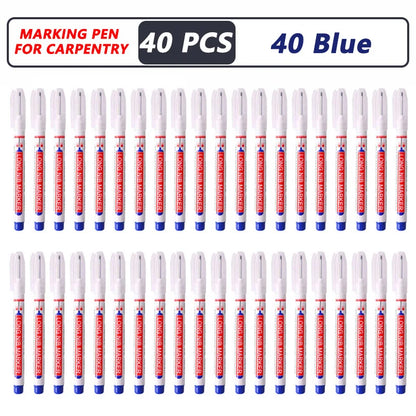 iLMH 1-40PCS Deep Hole Long Nib Head Markers For Metal Perforating Pen Waterproof Bathroom Woodworking Decoration Multi-Purpose